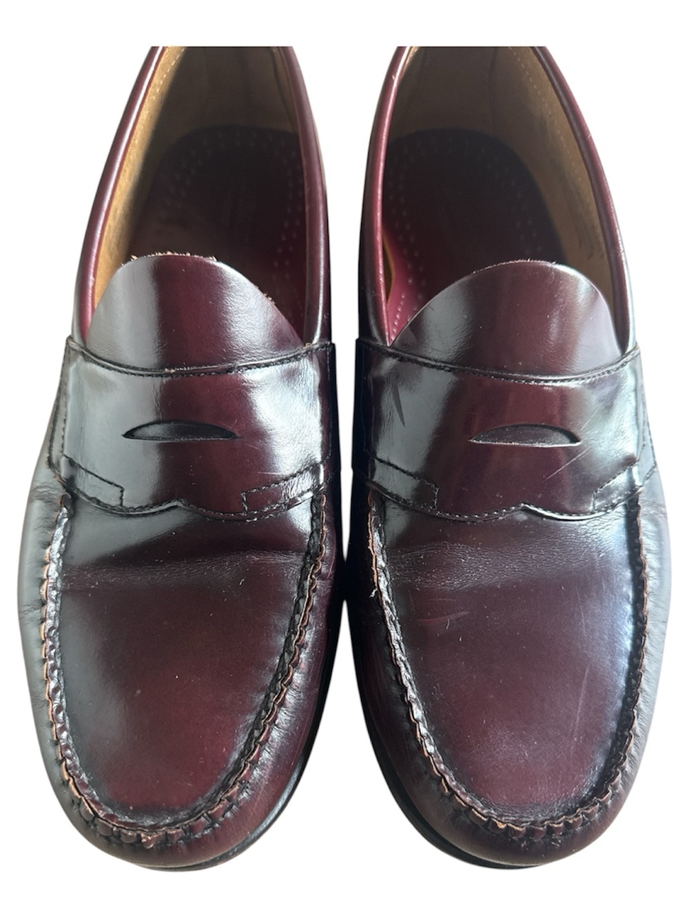 G.H. Bass Weejuns Men's 12 D Burgundy Leather Penny Loafers 620001 Academia Prep - Picture 3 of 10
